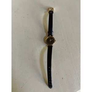 Vtg Gucci 2000L Sherry Line Ladies Watch Black Gold Tone Roman Numerals Leather